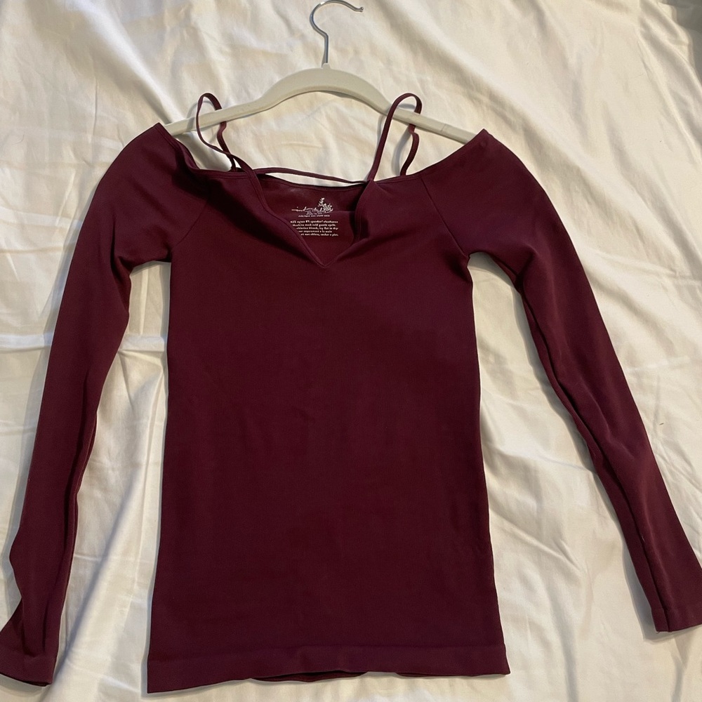 Free people intimately burgundy/wine color long sleeve layering top size xs/s